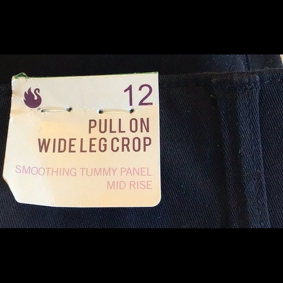 NWT Gloria Vanderbilt Wide Leg Pull On Crop Pants with Tummy Panel size 12 navy - Picture 6 of 8